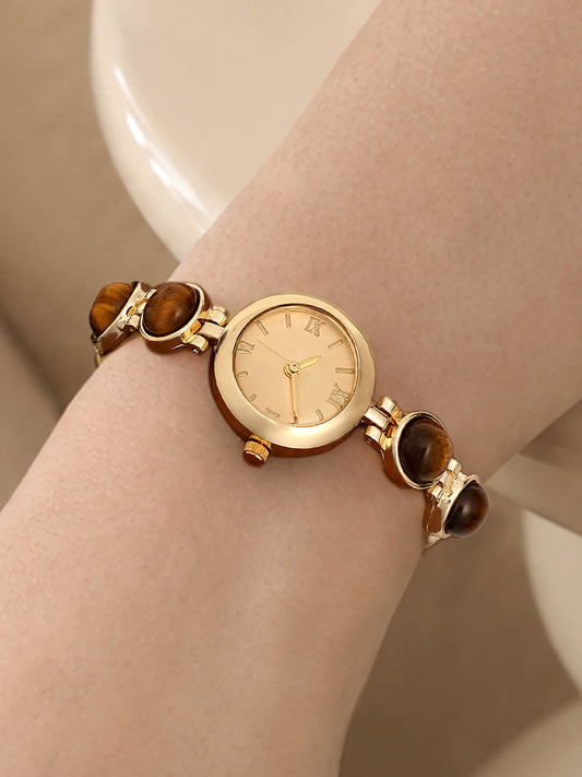 The Noir Beaded Watch - Gold