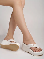 Shoetopia - Ethnic White Wedges For Women & Girls