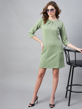 فستان ستايلستون النسائي من قماش الجاكار بتصميم ذاتي، لون زيتوني