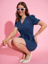 Stylestone - Women'S Denim Lycra Peplum Style Dress