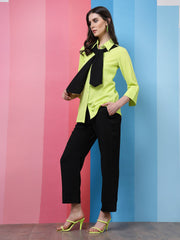 athena self design shirt style top with scarf attached