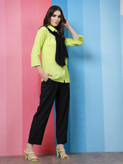 athena self design shirt style top with scarf attached