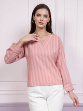 athena checked v neck cuffed sleeves regular top