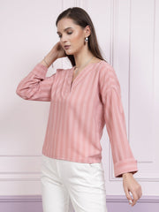 athena checked v neck cuffed sleeves regular top