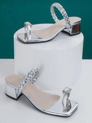Shoetopia - Women & Girls Silver Block Heels