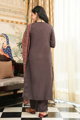black rayon blend ajrakh printed straight kurta trousers with dupatta