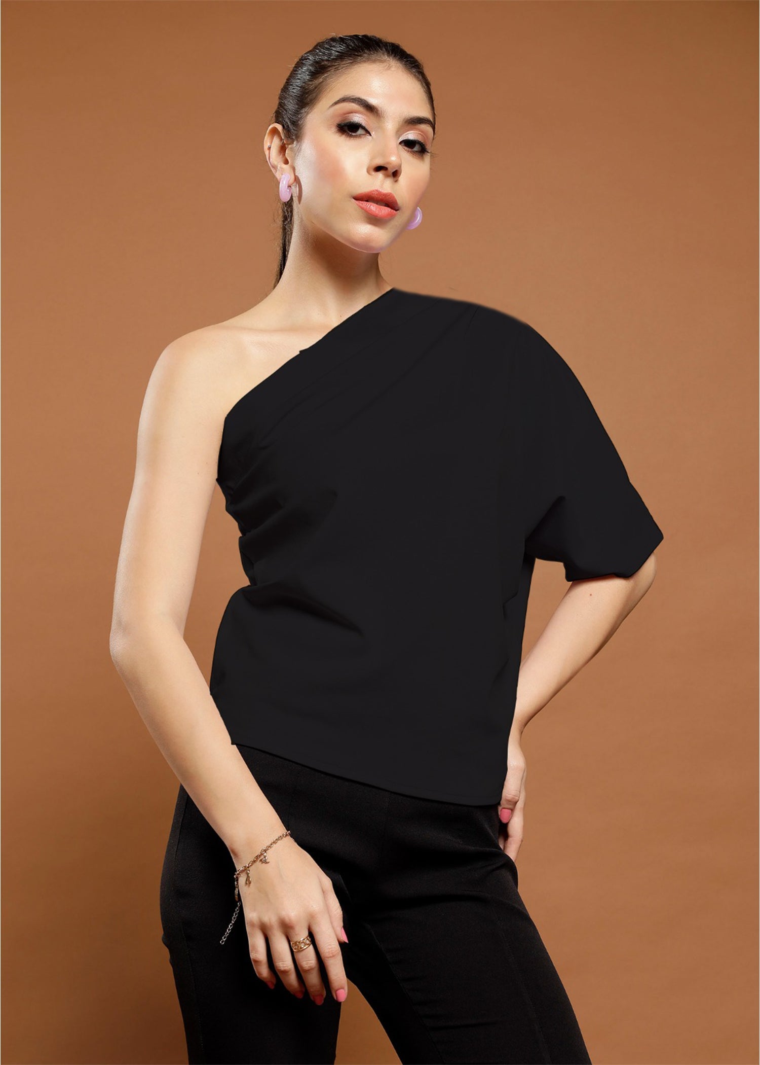 athena one shoulder extended sleeves top 2