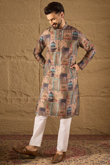 multi viscose rayon ethnic motifs embroidered straight kurta with trouser