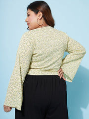 athena ample plus size floral printed bell sleeves wrap top