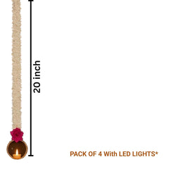 Set of 4 Handmade Wall Hangings for Home Decoration | Diwali Lights with Pink Rose