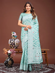 Bliss Linen Cotton Saree - Timeless Beauty in woven work Threads