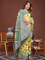 Elegant Blue Linen Cotton Patola Saree – A Refreshing Harmony of Culture and Comfort