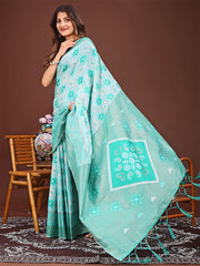 Elegant Blue Linen Cotton Patola Saree – A Refreshing Harmony of Culture and Comfort