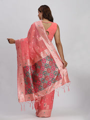 Sea Green Linen Saree with Multicolor Weaving & Zari Pallu – Elegant & Lightweight for Everyday Grace