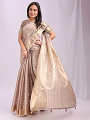 Organza Saree with Subtle Zari Weave | Lightweight Festive Saree for Women | Elegant Traditional Look | Border & Pallu | Perfect for Weddings, Puja & Gifting
