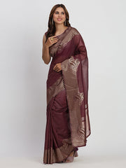 Premium Linen Cotton Saree with Rich Zari Motifs - Elegant Office & Festive Wear for Modern Women