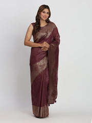 Premium Linen Cotton Saree with Rich Zari Motifs - Elegant Office & Festive Wear for Modern Women