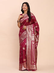 Banarasi Silk Saree with Rich Zari Weaving Border and Pallu for Wedding and Festive Wear