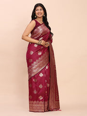 Banarasi Silk Saree with Rich Zari Weaving Border and Pallu for Wedding and Festive Wear
