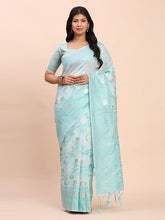 Banarasi Cotton Saree with Floral Zari Work and Traditional Pallu - Elegant Ethnic Wear for Festivals & Ceremonies