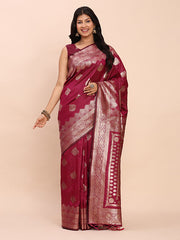 Banarasi Silk Saree with Rich Zari Weaving Border and Pallu for Wedding and Festive Wear