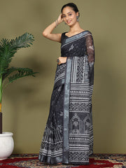 Printed Cotton Ready-to-Wear Saree with Pocket & Inner Lining | Comfortable Daily & Office Wear Saree for Women