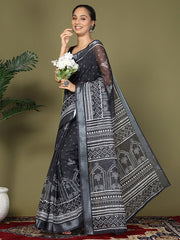 Printed Cotton Ready-to-Wear Saree with Pocket & Inner Lining | Comfortable Daily & Office Wear Saree for Women