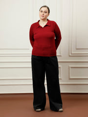 athena ample maroon regular blouson top