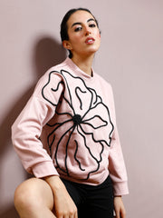 athena women embroidered round neck pullover sweatshirt 1