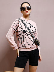 athena women embroidered round neck pullover sweatshirt 1