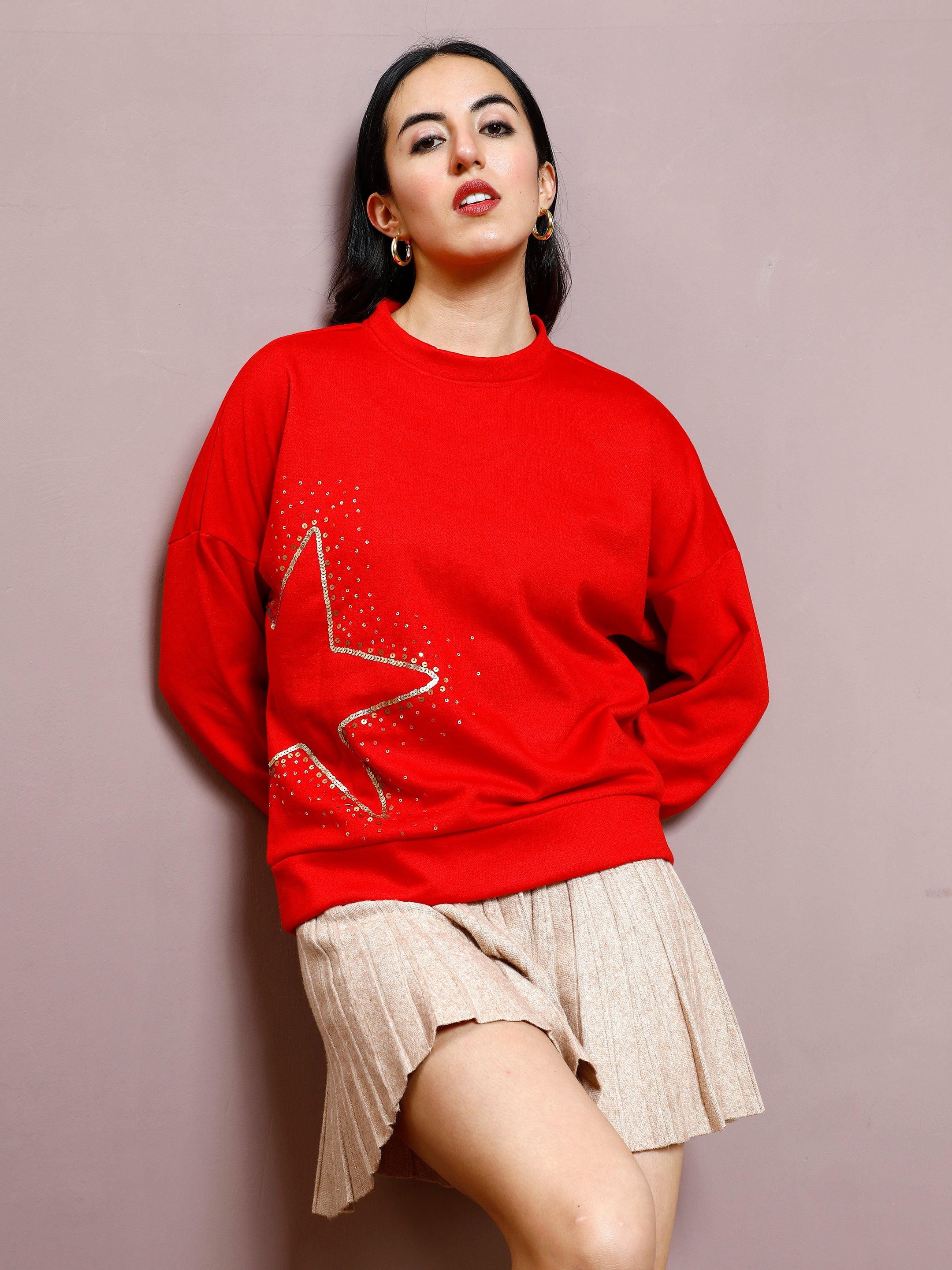 athena women embellished sequined sweatshirt