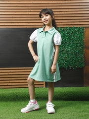 athena girl colourblocked puff sleeve a line dress 2