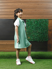 athena girl colourblocked puff sleeve a line dress 2