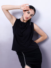 athena women cowl neck layered peplum top