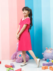 athena fuschia solid lace dress