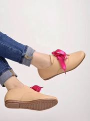 Shoetopia - Smart Casual Beige Sneakers For Women & Girls