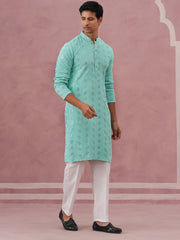 Sequin Embellished Rayon Embroidered Kurta Pyjama