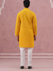 Traditional Cotton Blend Embroidered Kurta Pyjama