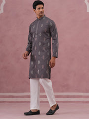 Festive Silk Blend Embroidered Kurta Set
