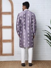 Men S Embroidered Silk Blend Kurta Pyjama
