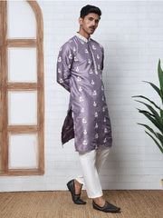 Men S Embroidered Silk Blend Kurta Pyjama