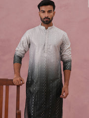 Ombre Silk Blend Kurta Pyjama Set With Sequin Work