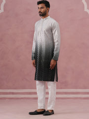 Ombre Silk Blend Kurta Pyjama Set With Sequin Work