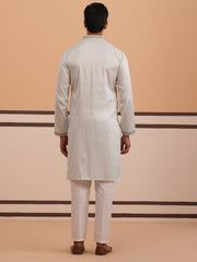 Traditional Embroidered Silk Blend Kurta Set