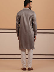 Festive Silk Blend Kurta Pyjama With Sequins Work