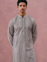 Grey Geometric Print Sequin Kurta Set