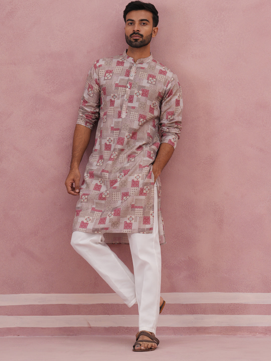 Abstract Printed Cotton Blend Kurta Pyjama