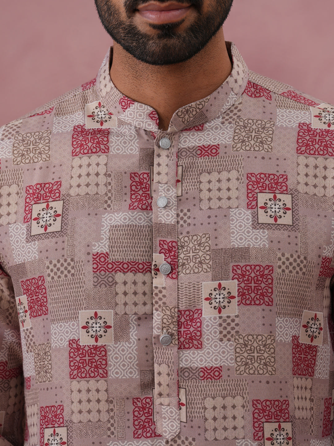 Abstract Printed Cotton Blend Kurta Pyjama