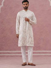 Men S Silk Blend Embroidered Kurta Pyjama Set