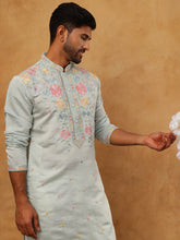 Silk Blend Embroidered Kurta Pyjama